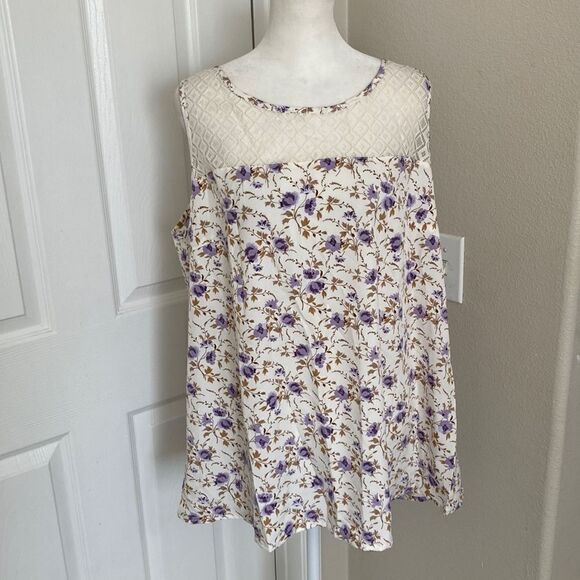 Bloomchic Purple Floral Crotched Top Sz 14-16 - Picture 1 of 5